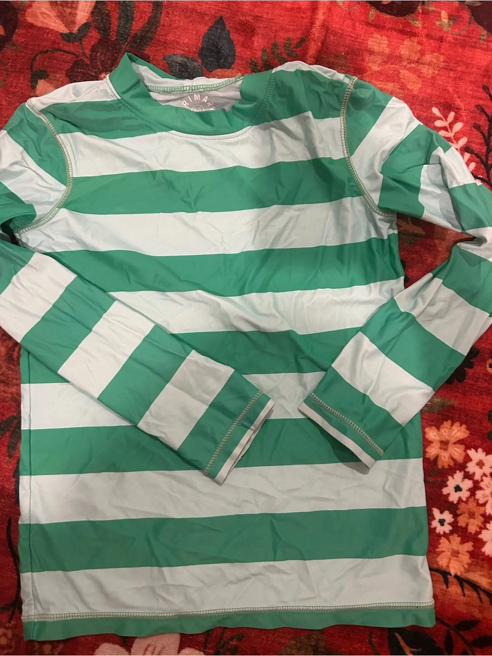 Striped Long Sleeve Rash Guard 6/7
